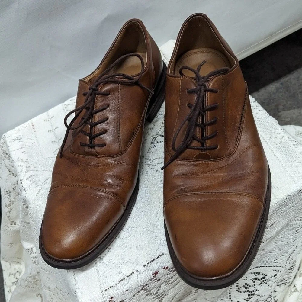 Quiet Luxury Business Casual Brown Oxford Dress‎ Shoes Men's 12 Goodfellow